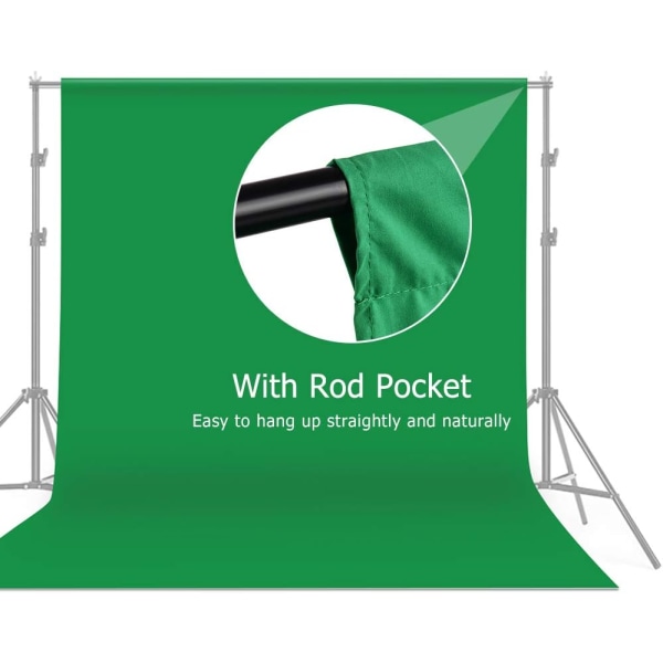 3 x 3 m professionell green screen skärmbakgrund, studiofotografibakgrund, tvättbar slitstark polyester-bomullstyg sömlös design i ett stycke