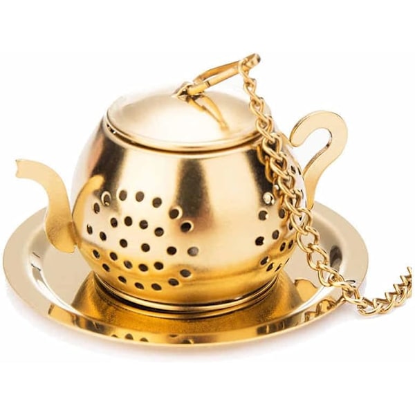 Te-infuser tekanne - Rustfritt stål infuser (Gull)