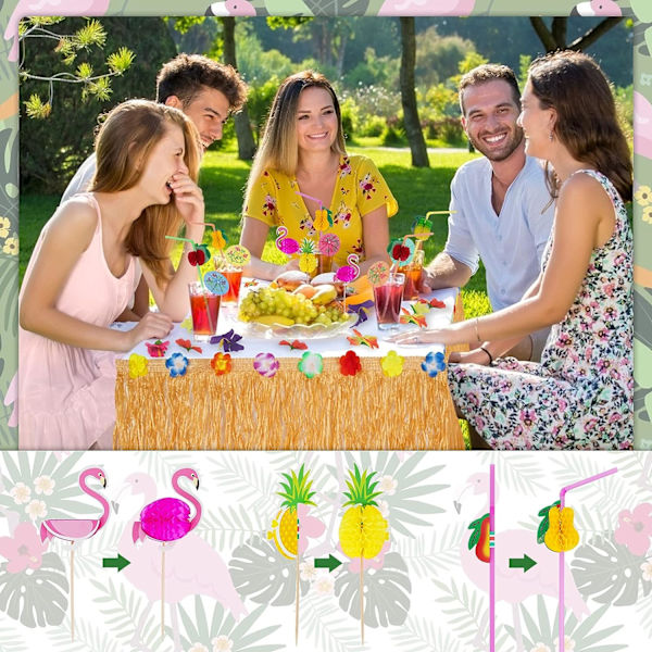 145 st Hawaii bordskjolar, Hawaii party bordskjol, Hawaii-dekoration för grillning, trädgård, strand, sommar, fest