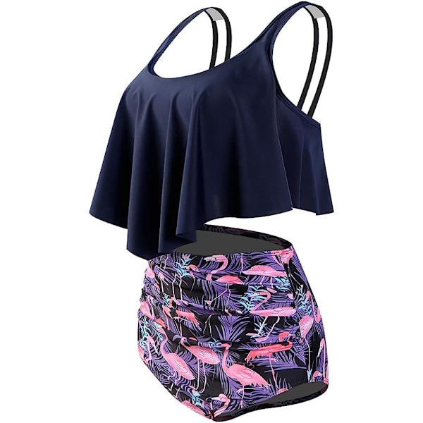 Kvinnor Hög midja Söta rygglösa Bikinis Badkläder Tvådelade Set Badkläder,M