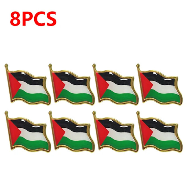 2-10 STK Palæstina FLAG BADGE Rustfrit stål Palæstinaflag Pin Lapel Badge Rygsæk Ikon علم دولة فلسطين 8Pcs