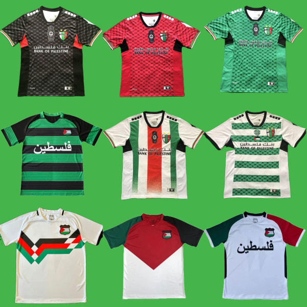 2024 Palestina Fotbollströjor Svart Center Stripe Fotbollströja Rättvisa Mars Fotboll Uniform Jersey Fotbollströja A S