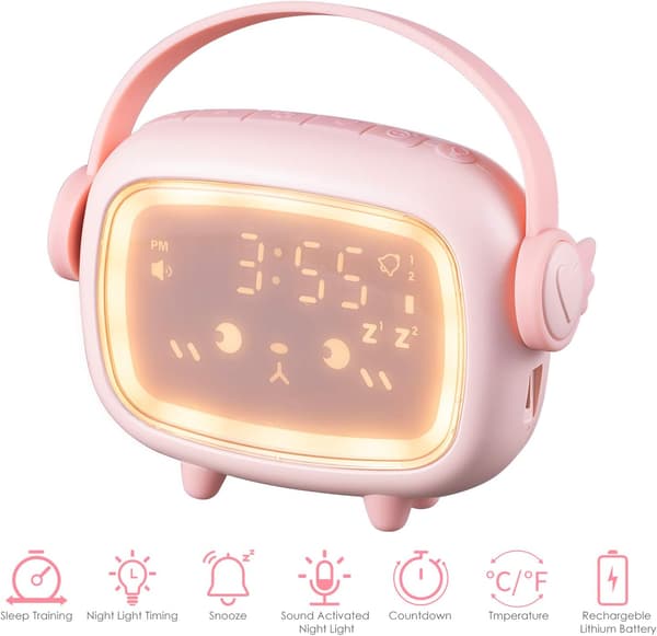 Time Angel Väckarklocka Barn Väckarklocka Rosa för flickor sovrum,