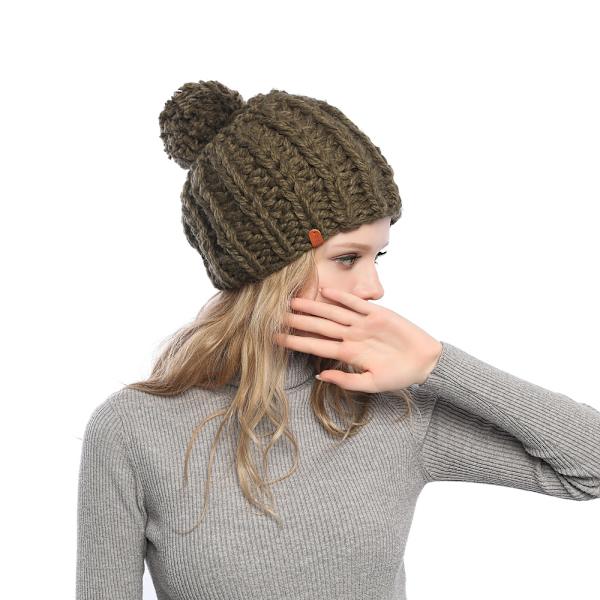 Ren färg stickad cap barn vinter set cap fortfarande varm cap (grön)