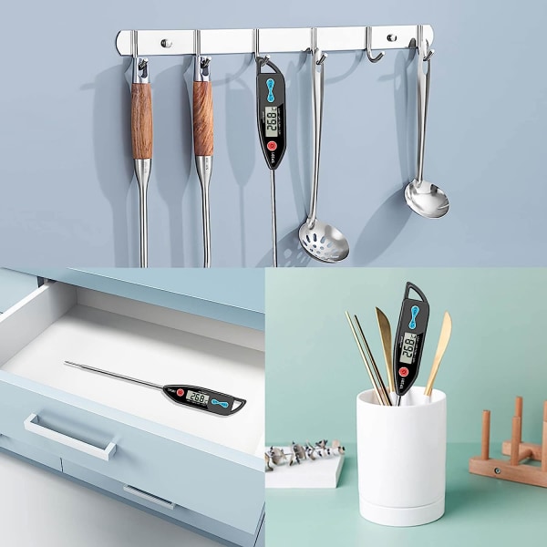 Køkkentermometer Madlavningstermometer Øjeblikkelig Aflæsning LCD-Display Automatisk Sluk Vandtæt Lang Probe til BBQ Sødt Vand Grill BBQ Køkken Mælk