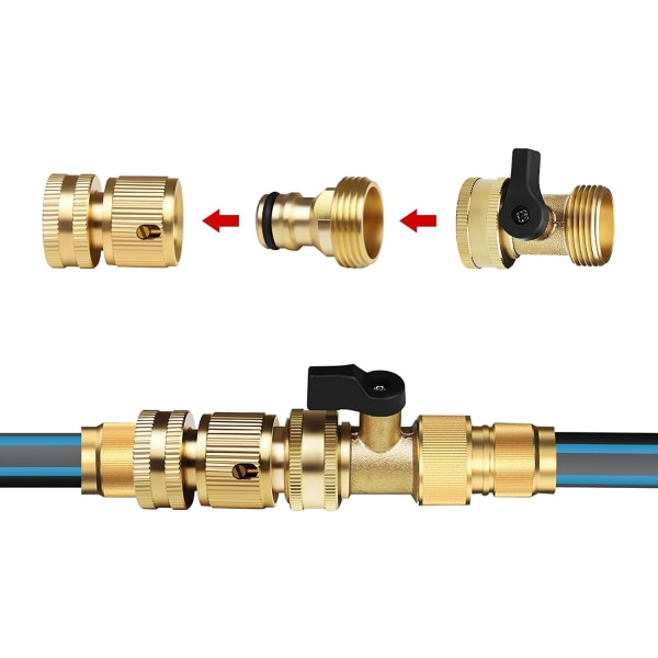 Messing Hageslange Stengeventil, 3/4' Gjenget Kuleventil Stenge Slangeadapter (1 Pakke)