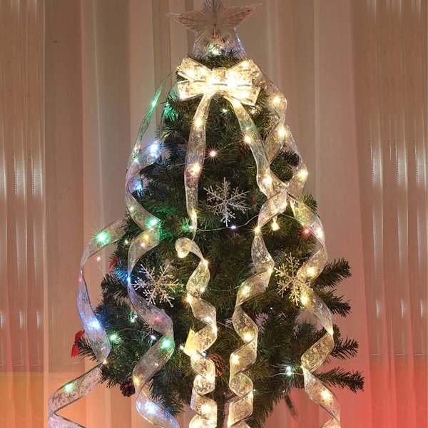 Christmas Ribbon LED Lights, Shiny Ribbon Fairy Lights LED Chris