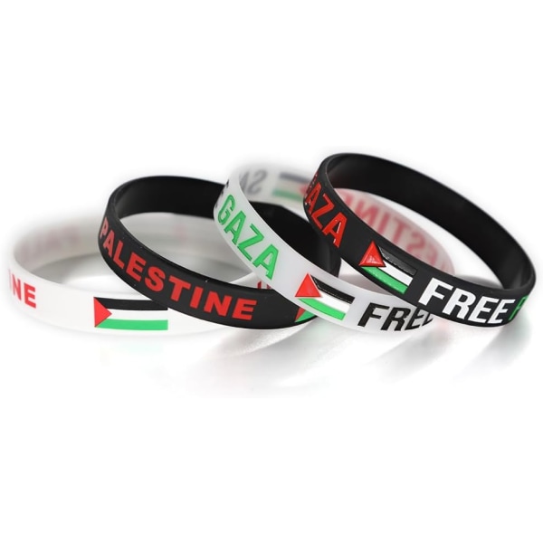 4Pcs Gratis Palestina Armband för Kvinnor Män Sport Silikon Palestina Armband Gaza Palestina Flagga Armband Vattensäkert Gummi