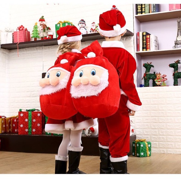 Julklappspåsar med dragsko, julklappsinpackningspåsar, Jultomteryggsäck i guld sammet för barn Paketförvaring Festgodisdekorationer