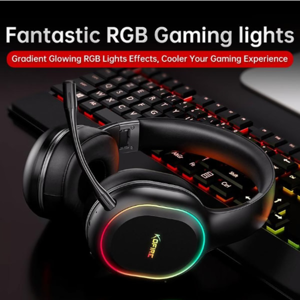 Gaming hörlurar med mic KOFIRE UG05 - Trådlösa upp till 40h för Ps4/Ps5 PC Black-red