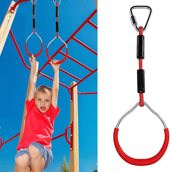 Färgglada Swing Gymnastikringar Utomhus Bakgårdar Lekset Lekplatsutrustning Ring röd