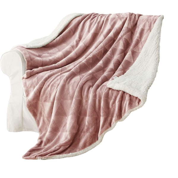 Sofffilt - Mjuk, varm 3D Jacquard Dekorativ filt - Mysig, fluffig, fluffig, rosa sängfilt, soffa, 130 * 180 cm