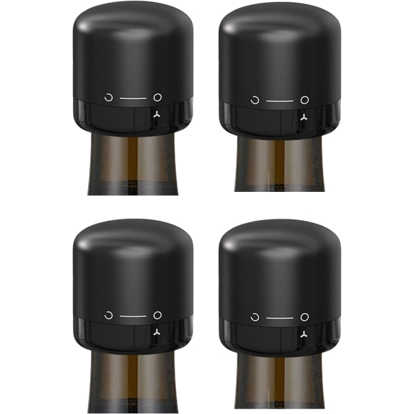 4 vinflaskpropp Silikonvinflaskförslutning, liten vinflaskpropp och praktisk propp för förvaring, svart