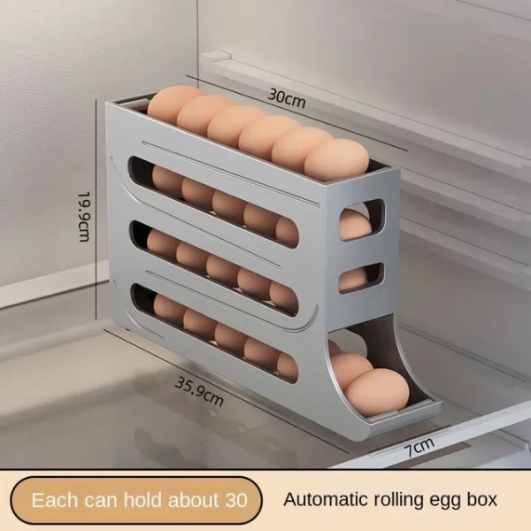 4-vånings ägghållare för kylskåp,Ny standard kök äggförvaringslåda, äggkartong med stor kapacitet, äggkartong, äggförvaringskartong grå
