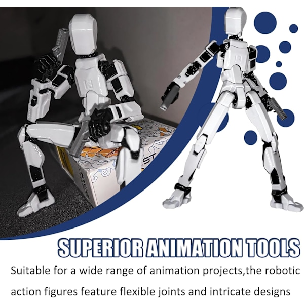 T13 Action Figure, Titan 13 Action Figure, Robot Action Figure, 3D Printed Action[HK] black+white