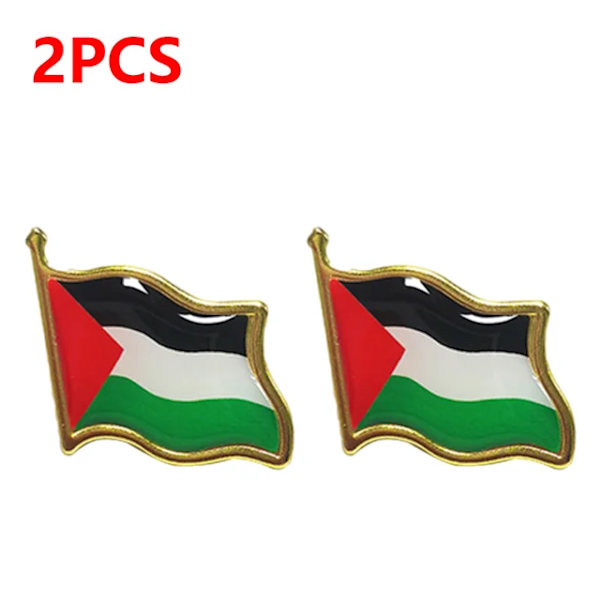 2-10 STK Palæstina FLAG BADGE Rustfrit stål Palæstinaflag Pin Lapel Badge Rygsæk Ikon علم دولة فلسطين 2Pcs