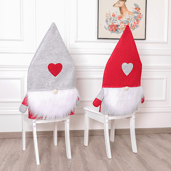 2st Julstolsöverdrag Julbordsstol Underlägg Svensk Tomte Gnome Style Julstol Cover Xmas Hem Köksdekorationer