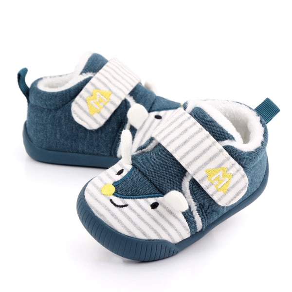 Baby Flickskor Första promenadstrumpa Tofflor Spädbarnssneakers Spjälsäng Skor (blå mus, 6-12 månader)