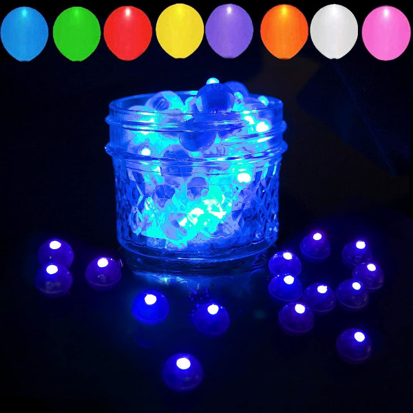 50 stycken blå LED-ballonglampor, runda LED-kullampor, mikro LED-lampor dekorerar inomhus- och utomhusfestaktiviteter Rolig bröllopsfestival birt