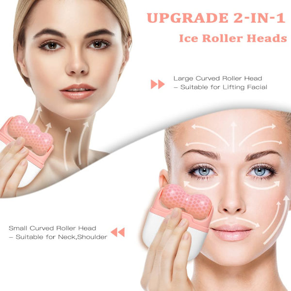 Ice Roller för ansikte och ögon, Ice Roller för lindring av ögonsvullnader, migrän, smärtlindring, mindre skada, sommarkylande ansiktshudvårdsprodukter (rosa-