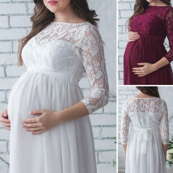 Mode gravida kvinnors spets Gravidklänning Maxiklänning Fotografi Fotokläder