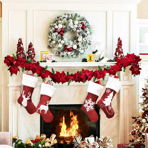 Julstrumpa presentpåse 4 delar Elk Kenaf broderad julstrumpa Julklapp Julhänge