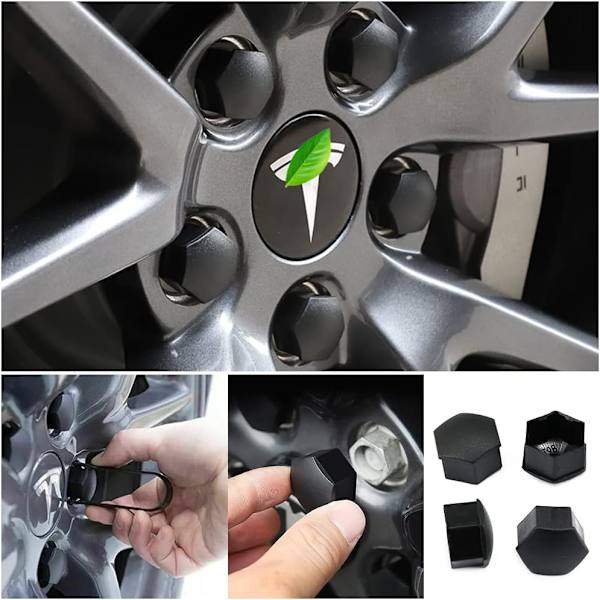 För Tesla Wheel Cap Kit Center Cap Set Hjulmutter Ventilkåpor Cover