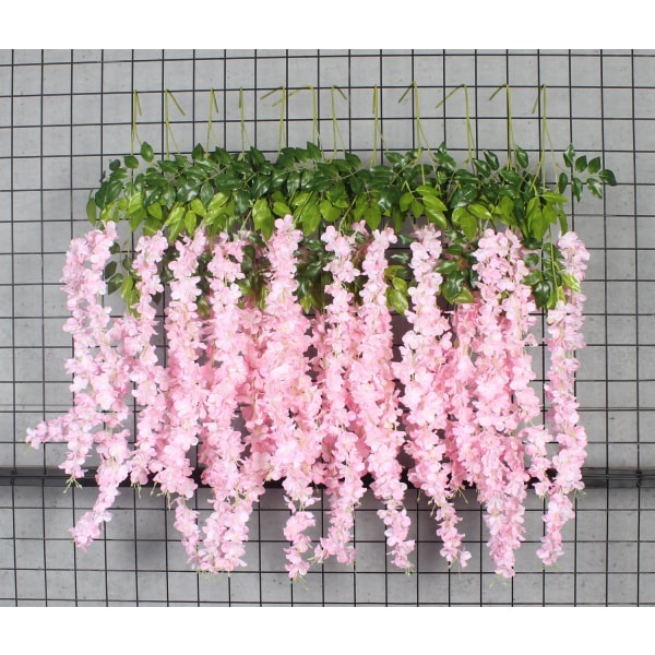 12 kpl 43,2\" Rayon Wisteria -köynnöksiä roikkuva kukkaköynnös naru kotiin juhliin häihin sisustus, violetti