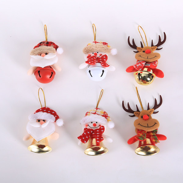6 delar dekorationer de Noël arbre de Noël petit pendentif bonhomme tenir cloches artiklar de Noël petits cadeaux de vacances dekoration de Noël