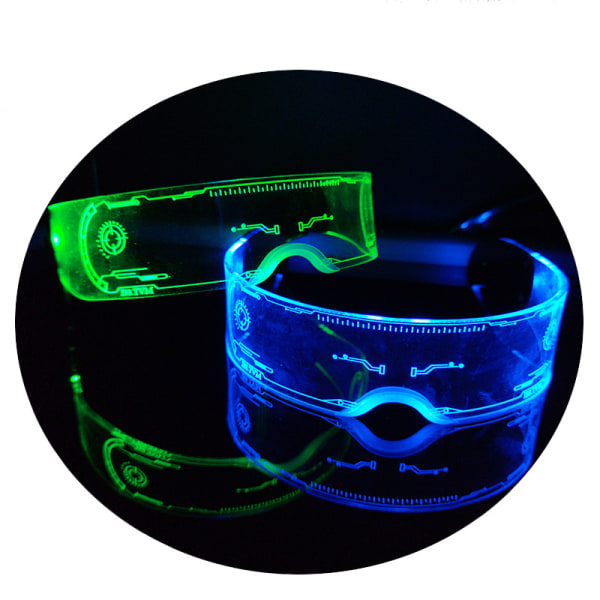 Halloween-utrustning, självlysande glasögon, färgglada LED Cool Sci-fi rekvisita, trendiga glasögon, framtida teknologi (1 paket, blå)