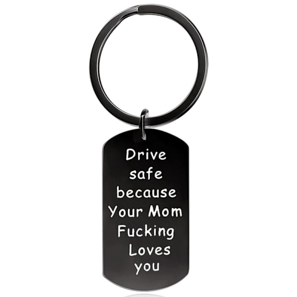 Drive Safe nyckelring för pojkvän - Drive Safe Handsome Jag behöver dig här med mig nyckelring Födelsedag Alla hjärtans dag gåvor för honom pojkvän a Svart + Silver
