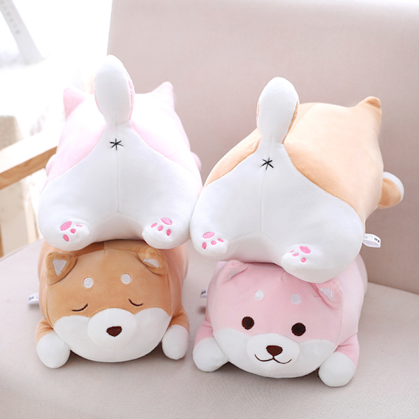 Yndig Shiba Inu hund plys pude - brun - 35 cm