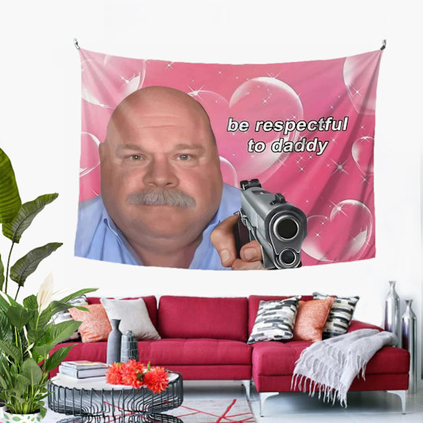Var respekt för pappa Gobeläng Daddy Winkle Bertram Gobelänger Roliga meme Vägghängande för vardagsrummet Sovrum Heminredning 60x50 tum