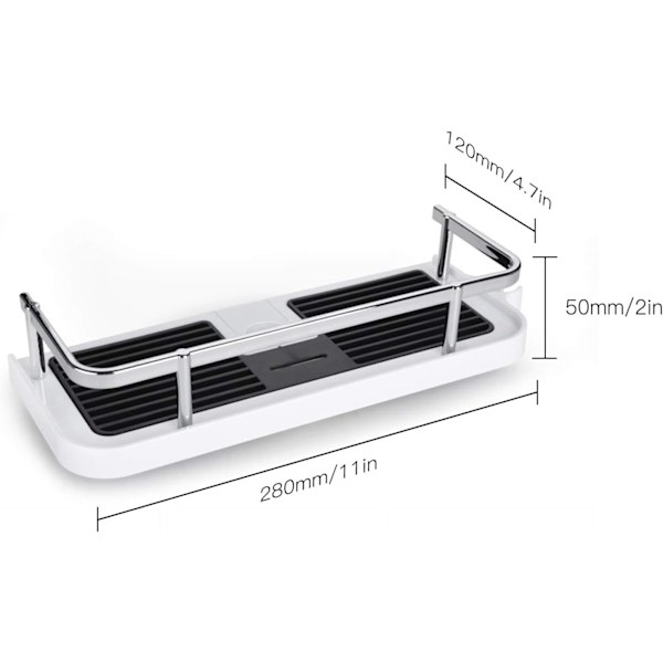 Hänghylla för duschstång, Badrumshyllor, Display Organizer med skena, Ingen borrning, Plast