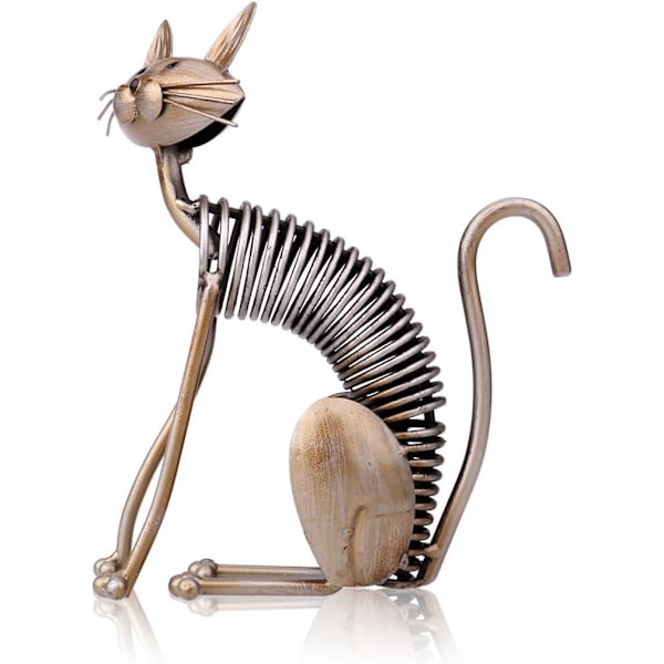 Katt Metallskulptur, Metallskulptur Jernkunst Katt Vårkatt Håndverk Dekor, Moderne Liten Katt Metallskulptur for Dekor, Hjemmemøbler Ornament