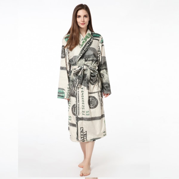 Dame Morgenkåber Blød Varm Flanel Badekåber Dame Pyjamas Pyjamas Hjemmetøj Pyjamas(M)