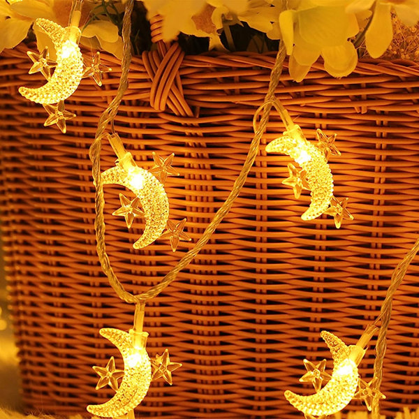 Moon Mini Star String Lights Batteridriven, 16.4ft 50led Twinkle Lights String Lights för uteplats trädgård, bröllop, jul och semester dekorativa Li
