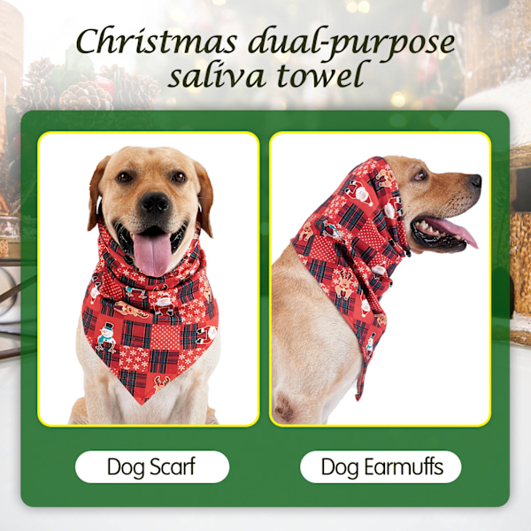 2-Pack Pet Dog Bandanas Lugnande huvor Saliv Hund Haklapp Jul
