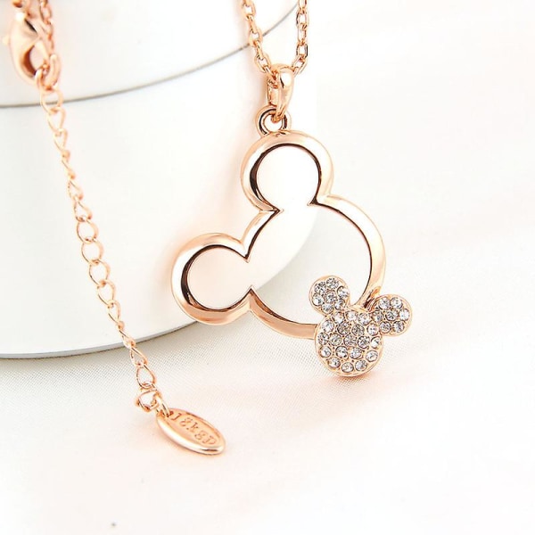 Noble Fashion Pendant Halsband Rose Gold Crystal Cute Mickey Pendant Halsband Enkelt och sött