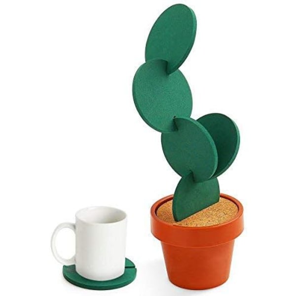 Underlägg DIY Cactus Coaster Set om 6 med blomkrukhållare för drycker Nyhetspresent för hem, kontor, bar, dekoration och förbättring