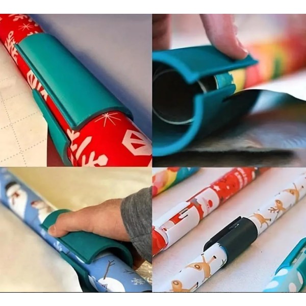 Wrapping Paper Cutter,Presentinslagningspappersskärare,Enkel snabb och säker rullskärare, Finger Safety Cutter,Papperskupong,Julklapp Holiday Wrapping Vit