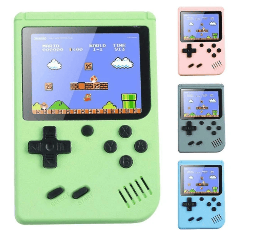 Inbyggd 500 klassiska spel Retro videospelskonsol barngåva blå