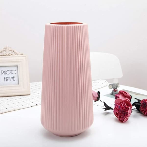 Modern Enkel Stil Blomvas, 1 ST Premium Plast Dekorationsvas Idealisk för Vardagsrum Kök (Vit)
