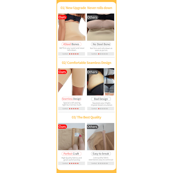 Muotoilevat shortsit korkealla vyötäröllä ja saumattomalla designilla, jotka antavat vatsan hallintaa ja kompressiota pakaroiden kohottamiseen ja muotoiluun, alusvaatteet shapewear（Vaaleanbeige） XL/2XL