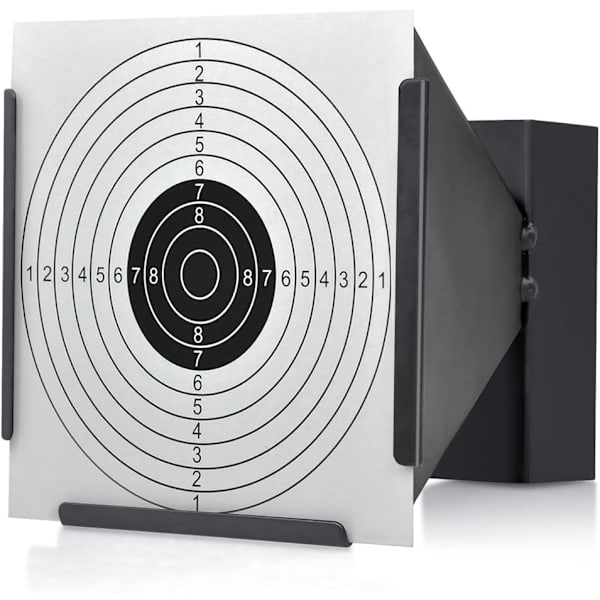 14 X 14cm Målskiveholder + 100 Målskiver Luftgevær Pelletfælde Airsoft Riffel Sort Tragt