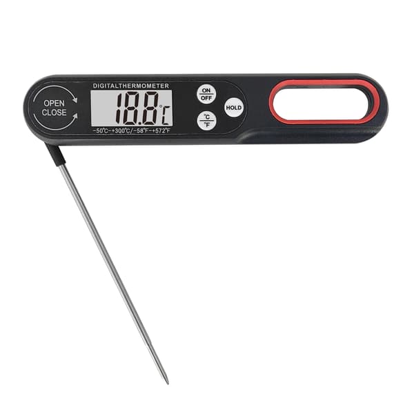 Digitalt Madtermometer Foldbart Øjeblikkelig Aflæsning Grill Kødtermometer (sort)