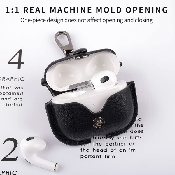 AirPods 3 3rd Generation Case Cover 2021 Läder med nyckelring, mjukt läder Bärbar Skyddande Stötsäker Trådlös Laddning Män Dam Cover för Appl