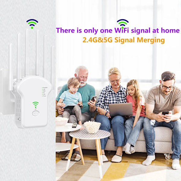 2024 Nyeste 300Mbps WiFi Extender, WiFi Booster, Internet Booster - med Ethernet-port, Wi-Fi-forstærker 802.11N Wi Fi Signal Repeater vit