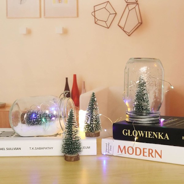 10 STK 10 cm Mini Snefrost Træer Mini Juletræ Plastik Vinter Sne Ornamenter Bordpladetræer til Feriefest DIY Rumindretning Hjem Bordplade Chr