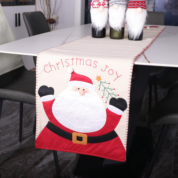 Ny juledekorasjon ikke-vevd julenisse brodert julebordløper 180cm Familie bordoppsett 180*35cm